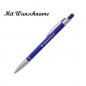 Preview: 10 Kugelschreiber mit Namensgravur - aus Metall - slimline - Farbe: blau