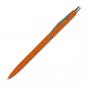 Preview: 10 Schlanke Metall-Kugelschreiber mit Gravur / gummiert / Farbe: orange