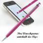 Preview: 10 Touchpen Drehkugelschreiber mit Namensgravur - aus Edelstahl - Farbe: pink