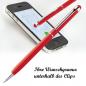 Preview: 10 Touchpen Drehkugelschreiber mit Namensgravur - aus Edelstahl - Farbe: rot