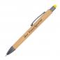 Preview: 10 Touchpen Holzkugelschreiber aus Bambus mit Gravur / Stylusfarbe: gelb