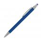 Preview: 10 Touchpen Kugelschreiber aus Metall mit Gravur / gummiert / Farbe: blau