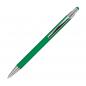 Preview: 10 Touchpen Kugelschreiber aus Metall mit Gravur / gummiert / Farbe: grün