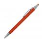 Preview: 10 Touchpen Kugelschreiber aus Metall mit Gravur / gummiert / Farbe: orange