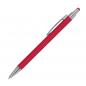 Preview: 10 Touchpen Kugelschreiber aus Metall mit Gravur / gummiert / Farbe: rot