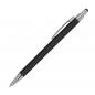 Preview: 10 Touchpen Kugelschreiber aus Metall mit Gravur / gummiert / Farbe: schwarz