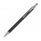 Preview: 10 Touchpen Kugelschreiber aus Metall mit Gravur / gummiert / Farbe: schwarz