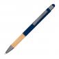 Preview: 10 Touchpen Kugelschreiber mit Griffzone aus Bambus mit Gravur / dunkelblau