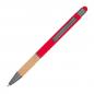 Preview: 10 Touchpen Kugelschreiber mit Griffzone aus Bambus mit Gravur / Farbe: rot