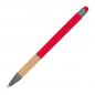 Preview: 10 Touchpen Kugelschreiber mit Griffzone aus Bambus mit Gravur / Farbe: rot