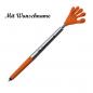 Preview: 10 Touchpen Kugelschreiber mit Namensgravur -"Smile Hand" - Farbe: silber-orange