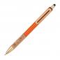 Preview: 10 Touchpen Metall-Kugelschreiber mit Gravur / mit Korkgriffzone / Farbe: orange