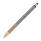 Preview: 10 Touchpen Metall-Kugelschreiber mit Namensgravur - mit Korkgriffzone - grau