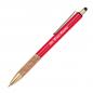 Preview: 10 Touchpen Metall-Kugelschreiber mit Namensgravur - mit Korkgriffzone - rot