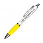Preview: 100 Kugelschreiber mit Gravur / aus Kunststoff / Farbe: weiß-gelb