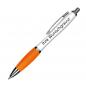 Preview: 100 Kugelschreiber mit Gravur / aus Kunststoff / Farbe: weiß-orange