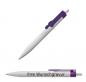 Preview: 100x Druckkugelschreiber mit Gravur / "Fingerzeig" / Clipfarbe: lila