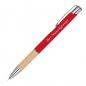 Preview: 10x Gelschreiber aus Metall und Bambus-Holz mit Gravur / Farbe: rot