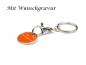 Preview: 10x Metall Schlüsselanhänger mit Gravur / mit Einkaufschip / Farbe: orange