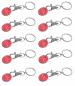 Preview: 10x Metall Schlüsselanhänger mit Gravur / mit Einkaufschip / Farbe: rot