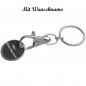 Preview: 10x Metall Schlüsselanhänger mit Namensgravur - mit Einkaufschip -Farbe: schwarz