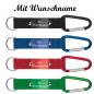 Preview: 4x Schlüsselanhänger mit Namensgravur - mit Karabiner - 4 verschiedene Farben