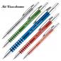 Preview: 5 Metall-Kugelschreiber mit Namensgravur - je 1x blau, rot, grau, grün, orange