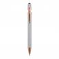 Preview: 5x Touchpen Kugelschreiber "Roségold" mit Namensgravur - aus Metall - silber