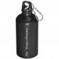 Preview: Aluminium Trinkflasche mit Gravur / mit Karabinerhaken / 500ml / Farbe: schwarz