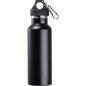 Preview: Doppelwandige Vakuum Trinkflasche aus Edelstahl mit Karabiner / Farbe: schwarz