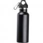 Preview: Doppelwandige Vakuum Trinkflasche aus Edelstahl mit Karabiner / Farbe: schwarz