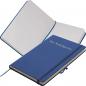 Preview: Notizbuch mit Gravur / DIN A6 / 160 S. / blanko / PU Hardcover / Farbe: blau