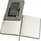 Preview: Notizbuch mit Gravur / PU Einband / A5 / 160 S. / Smartphonefach / Farbe: grau