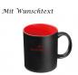 Preview: Porzellantasse mit Gravur / Kaffeetasse / 300 ml / Farbe: schwarz-rot