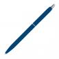Preview: Schlanker Metall-Kugelschreiber mit Namensgravur - gummiert - Farbe: blau