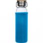Preview: Trinkflasche aus Glas mit Namensgravur - mit Neoprenüberzug - 600ml - hellblau