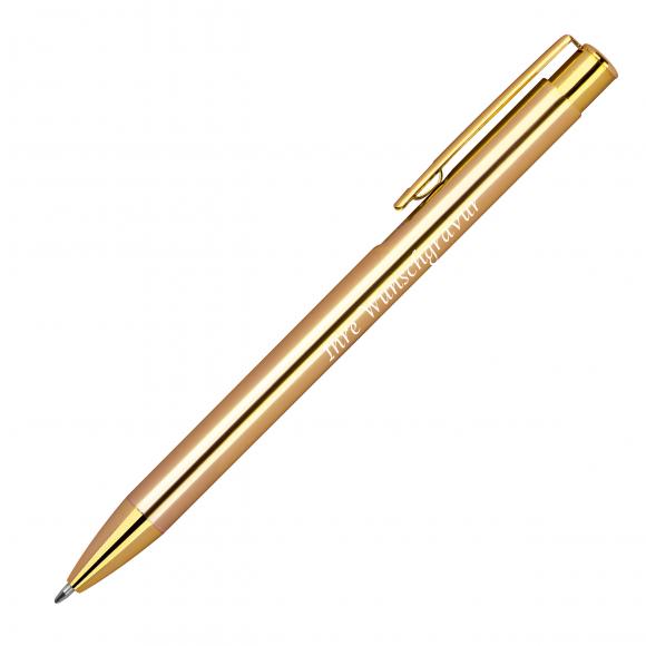 10 Druckkugelschreiber aus Metall mit Gravur / Farbe: Metallic gold