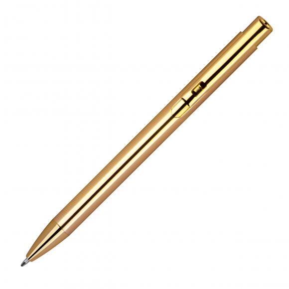 10 Druckkugelschreiber aus Metall mit Namensgravur - Farbe: Metallic gold