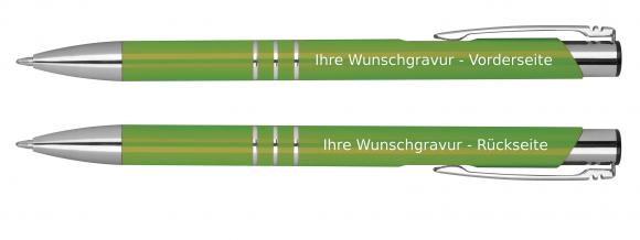 10 Kugelschreiber aus Metall mit beidseitige Gravur / 10 verschiedene Farben