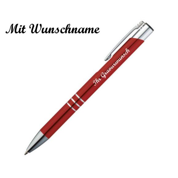 10 Kugelschreiber aus Metall mit Namensgravur - Farbe: rot