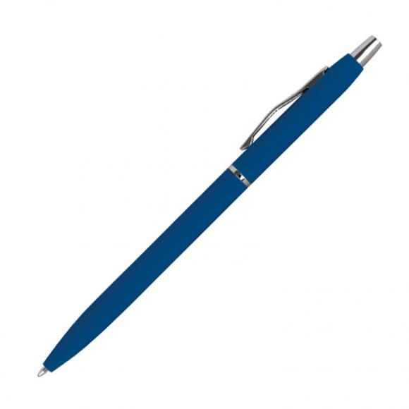10 Kugelschreiber mit Gravur / aus Metall / gummiert / Farbe: blau