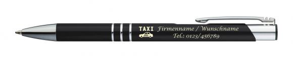 10 Kugelschreiber mit Gravur "Taxi" / aus Metall / Farbe: schwarz