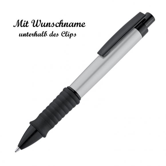 10 Kugelschreiber mit Namensgravur - aus Alu - Farbe: metallic grau/silbergrau