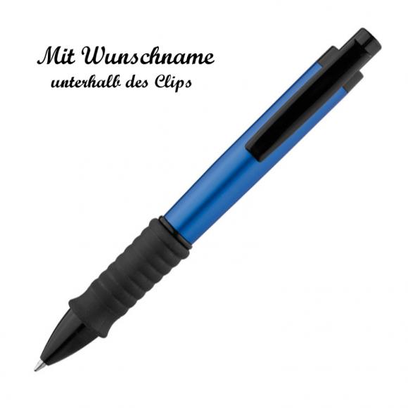 10 Kugelschreiber mit Namensgravur - aus Aluminium - Farbe: metallic blau