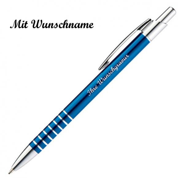 10 Kugelschreiber mit Namensgravur - aus Metall / Farbe: blau