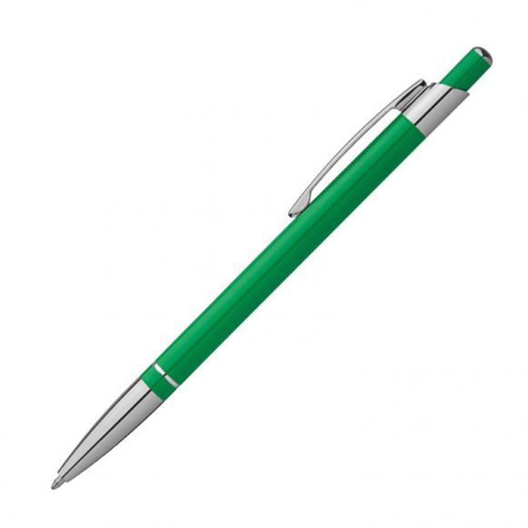 10 Kugelschreiber mit Namensgravur - aus Metall - slimline - Farbe: grün