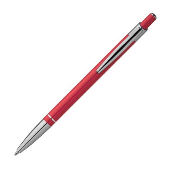 10 Kugelschreiber mit Namensgravur - aus Metall - slimline - Farbe: rot