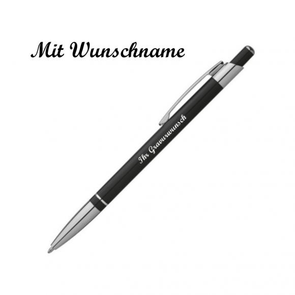 10 Kugelschreiber mit Namensgravur - aus Metall - slimline - Farbe: schwarz