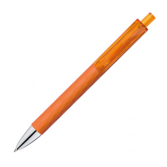 10 Kugelschreiber mit Namensgravur - mit gemustertem Schaft - Farbe: orange