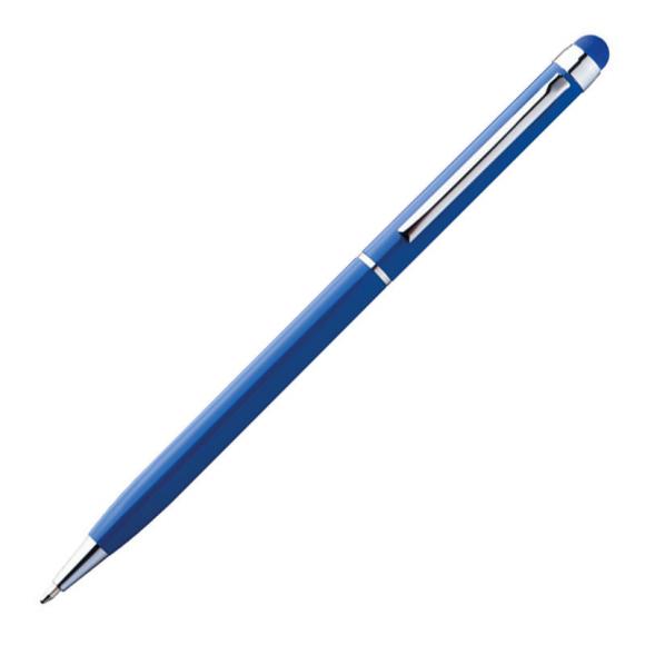10 Touchpen Drehkugelschreiber mit Namensgravur - aus Edelstahl - Farbe: blau